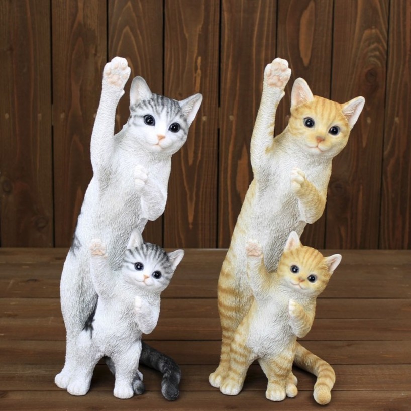 《齊洛瓦鄉村風雜貨》日本zakka雜貨 貓咪系列 擺飾 動物模型 站著貓咪 一大一小貓咪 帶小貓貓咪