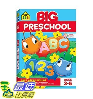 [7美國直購] 學前班練習冊 School Zone - Big Preschool Workbook - Ages 4 and Up， Colors， Shapes， Numbers 1-10。影音