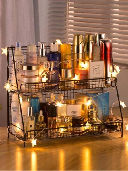 北歐ins鐵藝化妝品置物架收納架廚房書桌雙層宿舍神器桌面置物架 極有家