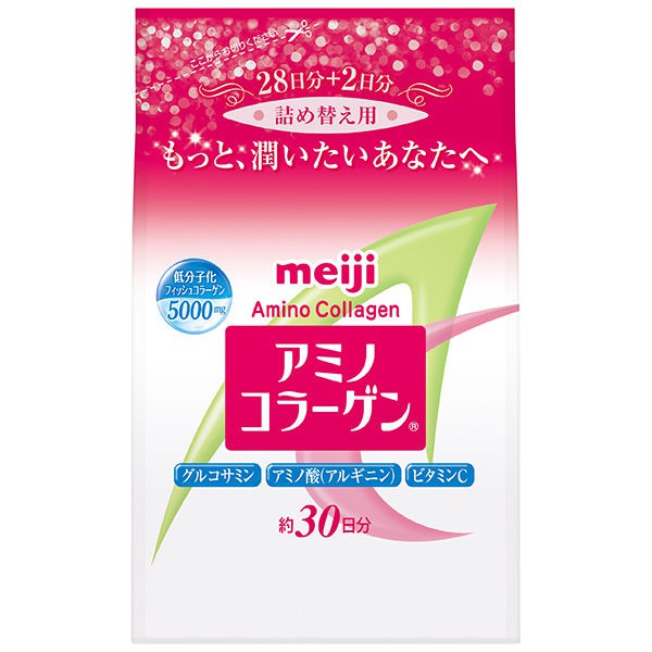 罐裝補充包明治Meiji 膠原蛋白粉迎向10周年販賣紀念!100%低分子膠原蛋白每份7g即可攝取5,000mg的膠原蛋白採用獨特技術降低氣味將膠原蛋白的好處散播出去~內容物: 214g/袋產地: 日本