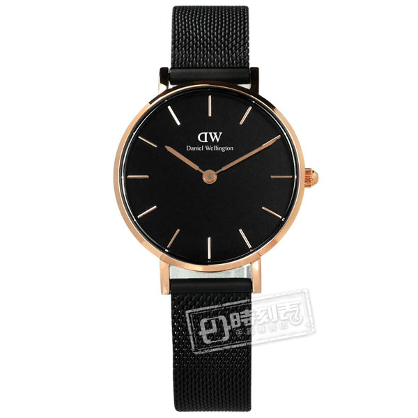 DW Daniel Wellington★贈玻璃膜 / DW00100245 / Classic Petite 經典米蘭編織不鏽鋼手錶 玫瑰金x鍍黑 28mm