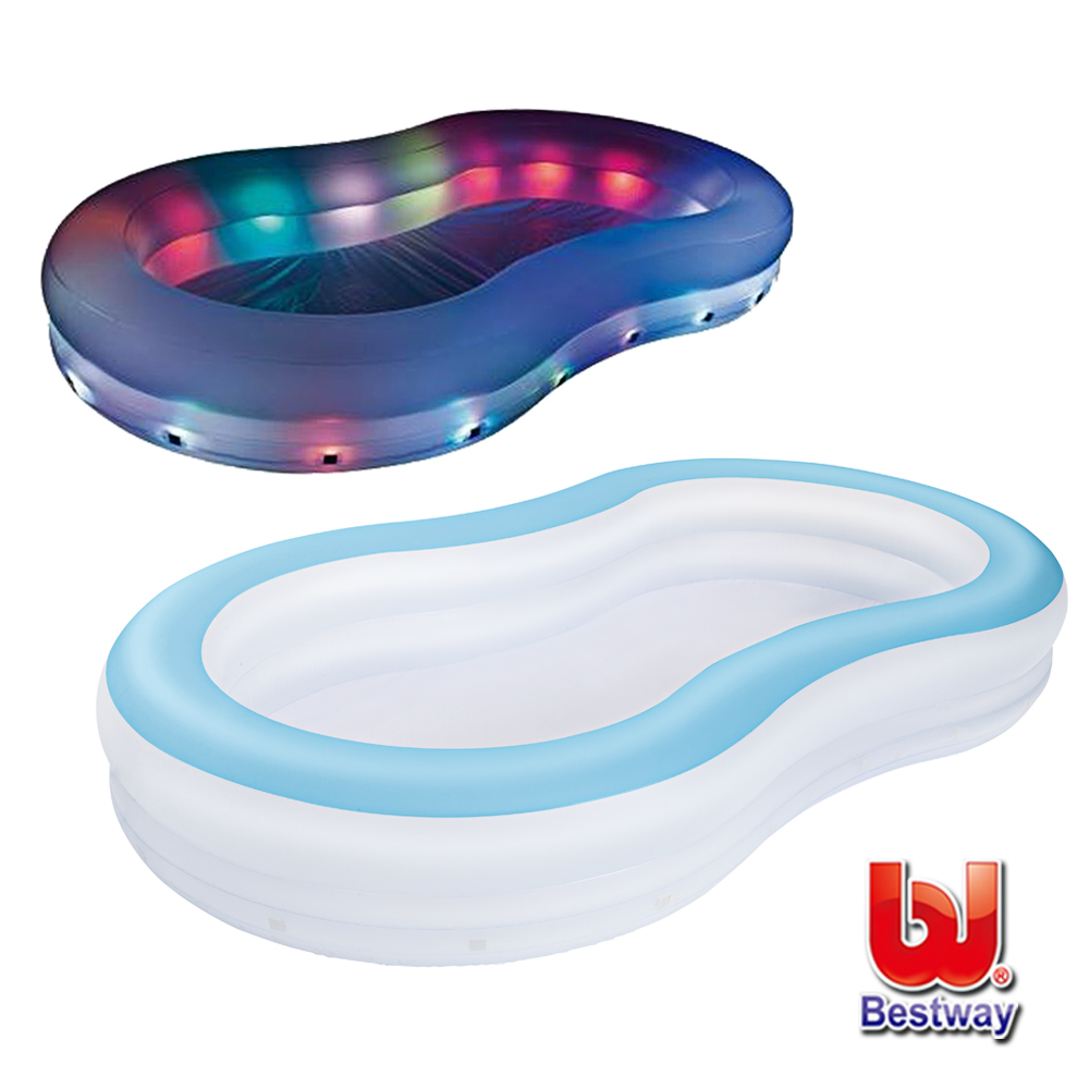 【ST ZONE】Bestway。變色彩燈家庭充氣戲水/泳池 商品特色敘述： *超寬側壁，超大空間，適合大小孩一起同樂 *底部排水塞設計，排水輕鬆又容易 *使用4顆2號鹼性電池，即可享受戲水氣氛 *酷