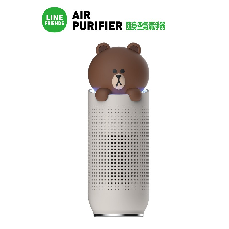 熊大隨身空氣清淨器型號：HB-LPBR1LINE最新款可愛爆表的空氣清淨器, 不僅清淨空氣, 還能淨化心情1. 高性能BLDC馬達2. 渦輪葉片3. 四層過濾系統4. USB連接5. 過濾網更換提醒6