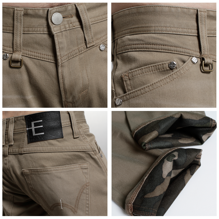 EDWIN E-F W.F迷彩內裡 保暖窄直筒牛仔褲-男款 褐色 SLIM【任選2件1500元】