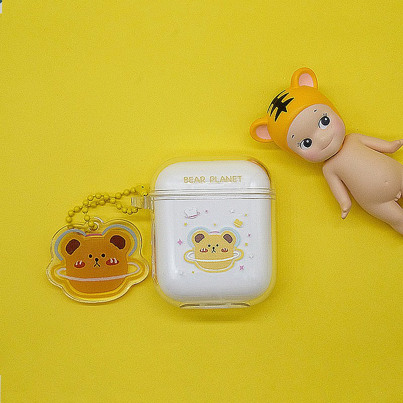 適用AirPods1/2代保護套【動物星球/熊星球】無線透明軟殼