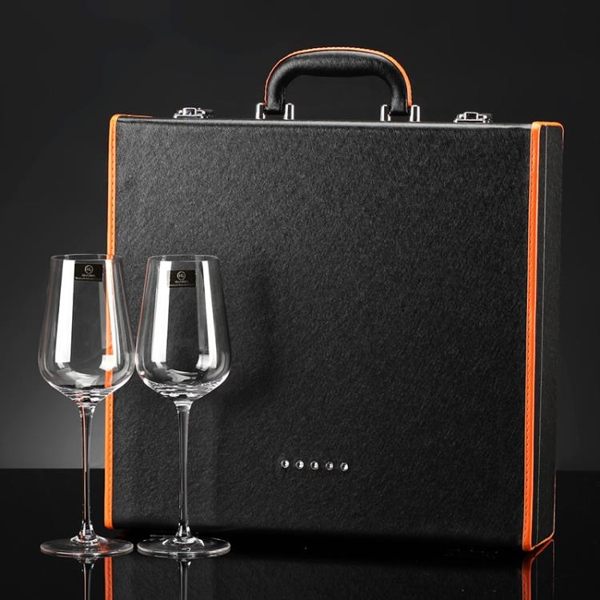 水晶紅酒杯皮盒套裝高腳葡萄酒杯酒具套裝杯子高檔禮品盒子送禮【全館免運】