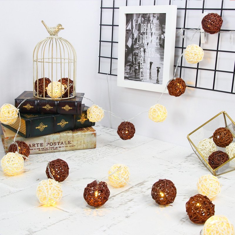 Atmosphere Rattan Ball Lights 手工編織籐球 浪漫藝術氣氛燈 20個籐球 + LED燈(暖黃光) 商品使用紙盒包裝，避免運送期間堆壓造成籐球任何損傷 另有電池款式 ↓ ht