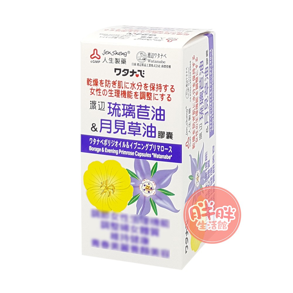 渡邊 琉璃苣油 月見草油 膠囊 60錠 人生製藥 台灣製造 【胖胖生活館】