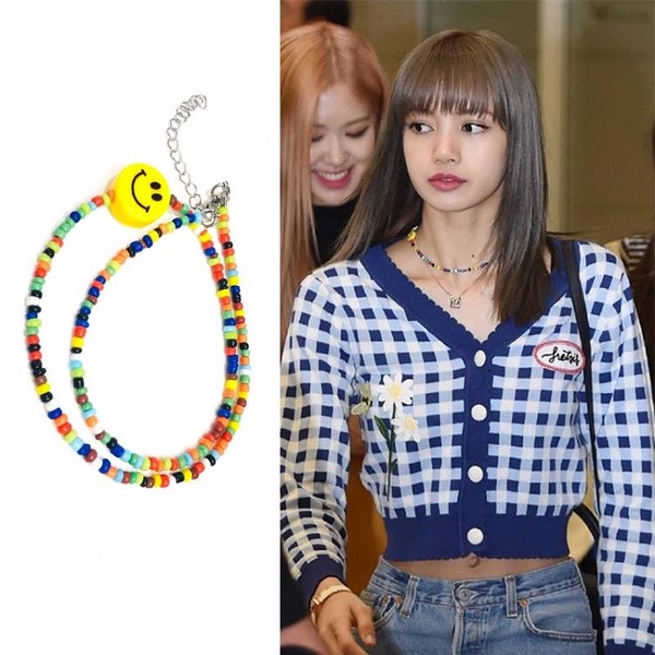 手鍊 青春有你 Lisa彩珠笑臉項鍊blackpink金智秀Jennie鎖骨項圈手
