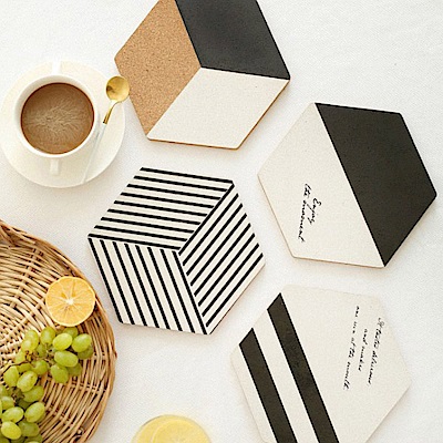 原創六邊形軟木隔熱墊4入(TS-GE01)