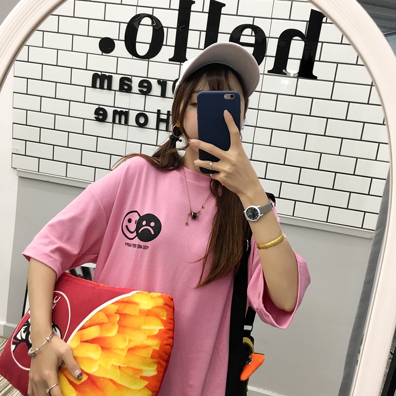 嬌戀主角[快速出貨]韓系學院風字母印花t恤 男友風 短袖T恤 寬鬆 韓版T恤 顯瘦 素t 閨蜜裝 班服 情侶裝 女生衣著
