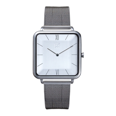 超薄錶款 厚度僅6.3mm空間感矩形玻璃切割圓弧方框錶殼金屬織帶ZM.5011M.9522