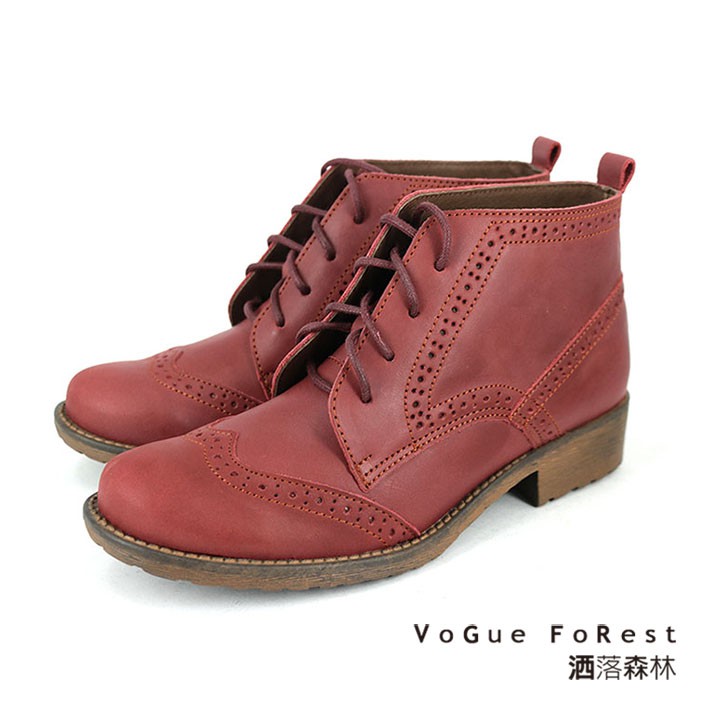 【VoGue FoRest】女 / MIT全真皮沖孔牛津鞋- 3451 -洒紅