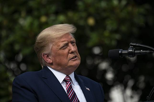 US President Donald Trump speaks during an event about regulatory reform on the South Lawn of the White House on July 16, 2020 in Washington, DC.