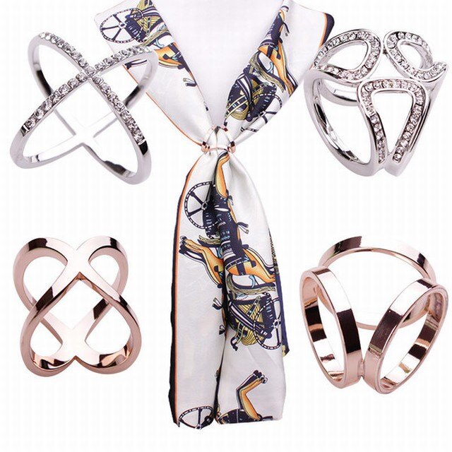 胸針 絲巾扣三環扣高檔水鑽披肩扣圍巾扣職業韓國兩用胸針絲巾扣環