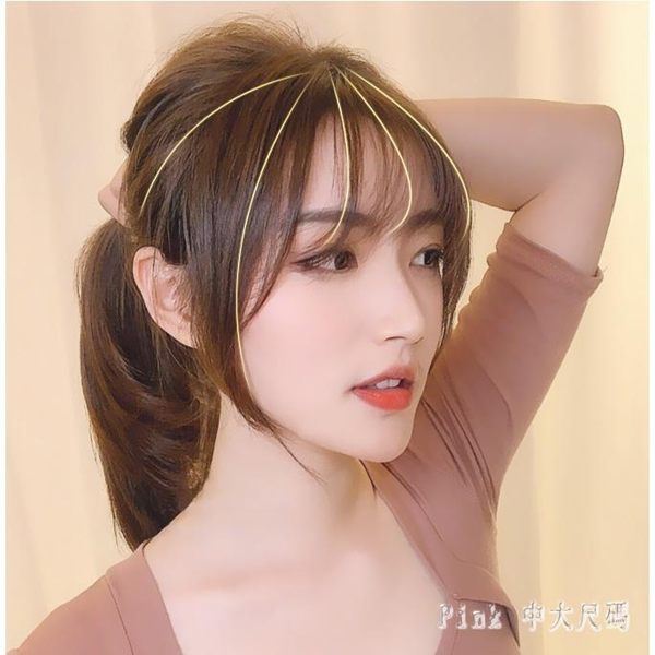 3D空氣劉海假髮片女真髮自然無痕頭頂補髮蓋網紅圓臉齊流海假劉海LXY3033【Pink中大尺碼】