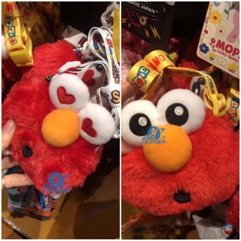 日本 USJ 環球影城 芝麻街 elmo 公仔頭 卡通 卡包 卡套 斜背小包 愛心