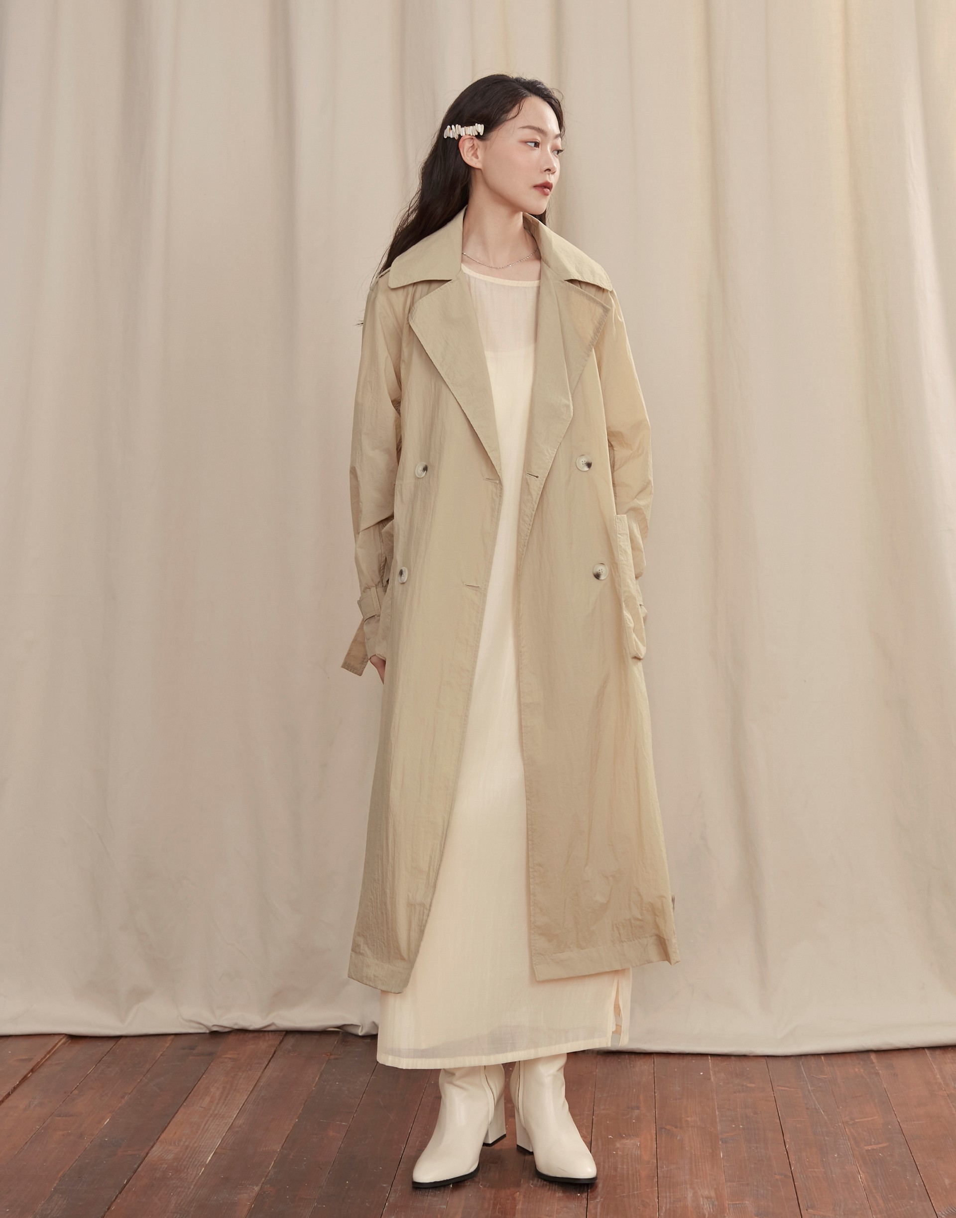 春氛輕風衣口袋外套-女-Genquo