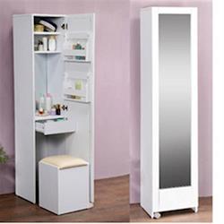 《C&B》四合一收納化妝桌椅穿衣鏡櫃