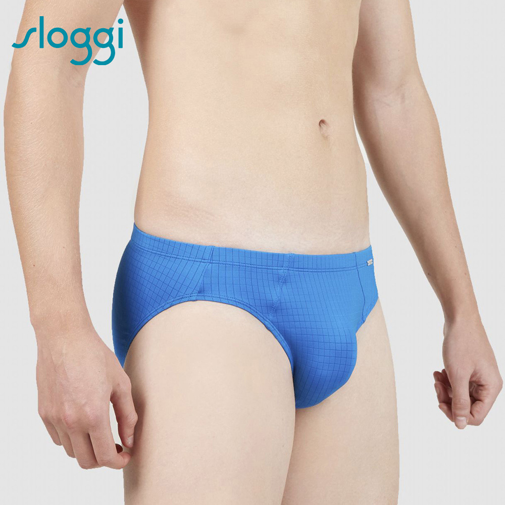 【新品優惠中】sloggi-sloggi Men Cool Checker涼感系列低腰三角褲 L-XL 蔚藍｜G918714 MA