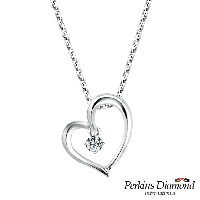 ◆ PERKINS 伯金仕- infinity 系列 ◆ 主鑽重量：0.04 - 0.05克拉◆ 顏色淨度：E-F/VS1-VS2◆ 貴金屬材質：14K白金◆ 附925純銀項鍊◆ 憑商品保證書享一次免
