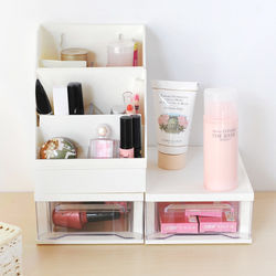 ◎．多樣組合變化、可堆疊架高或並排|◎．透明抽屜收納盒，東西好找不沾灰塵|◎．桌上盒附隔板，空間自由規劃．文具、化妝品、手工藝等各式小物都適用．好學系列皆可搭配種類:桌上收納類型:收納箱/收納盒主材質