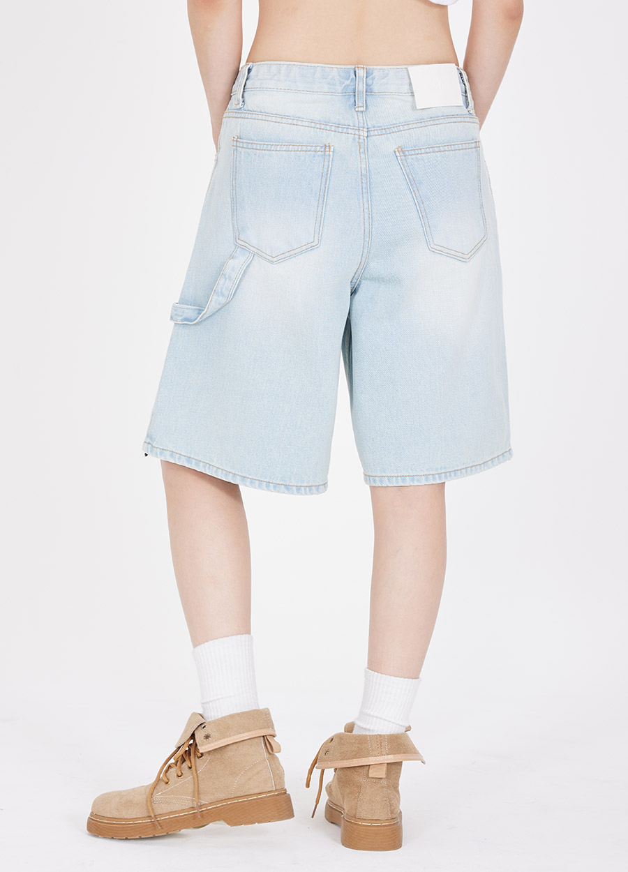 MILLIONCOR Carpenter Half Denim Pants_Light Blue