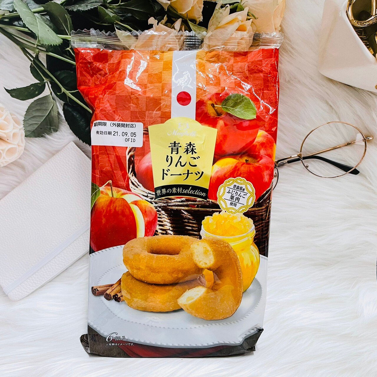 日本 丸中製菓 青森蘋果甜甜圈 42g*6