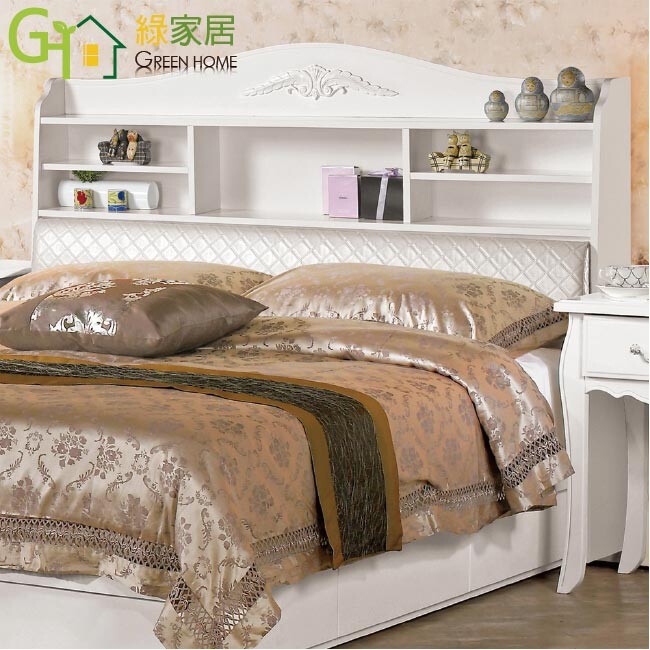 【綠家居】戴森 法式白5尺皮革雙人床頭箱(不含床底＆不含床墊) 法式白色系＋現代簡約風格＋安心材質製造，整體採用防蛀木心板＋柔纖ＰＵ皮革＋高密度三層泡棉安心材質製造，外層採用優利坦三層全包式亮面塗漆塗