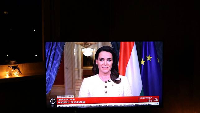 匈牙利總統諾瓦克10日在電視發表演說宣佈辭職。路透社