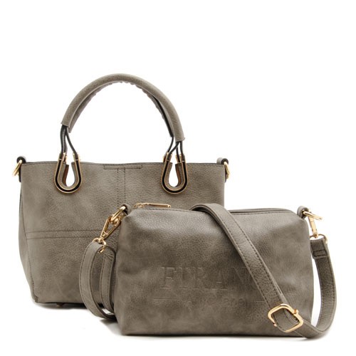 日本FIRANO-U型環釦提把皮革附小包2 WAY 手提包(米褐)