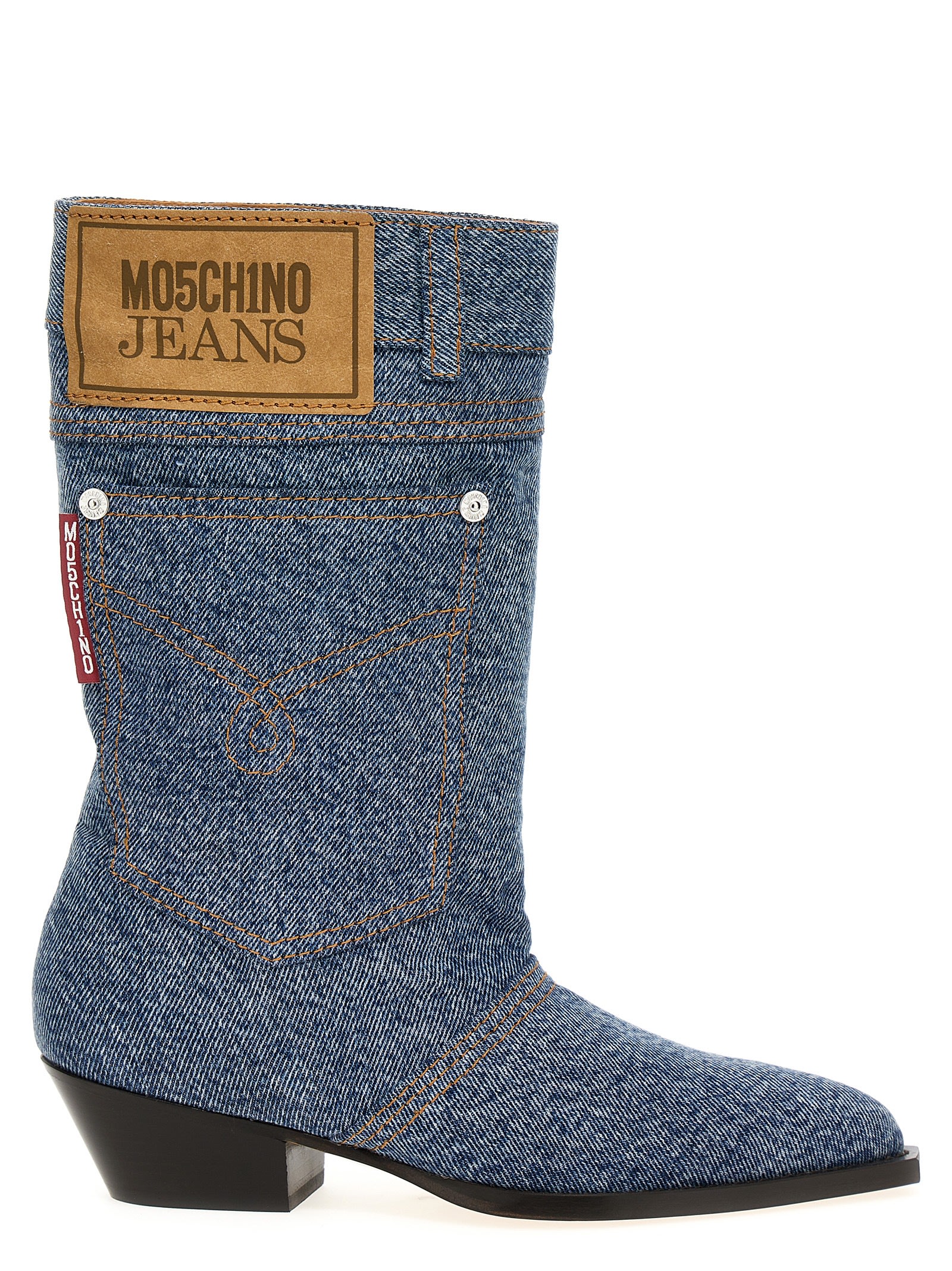 M05CH1N0 Jeans Texan Denim Boots