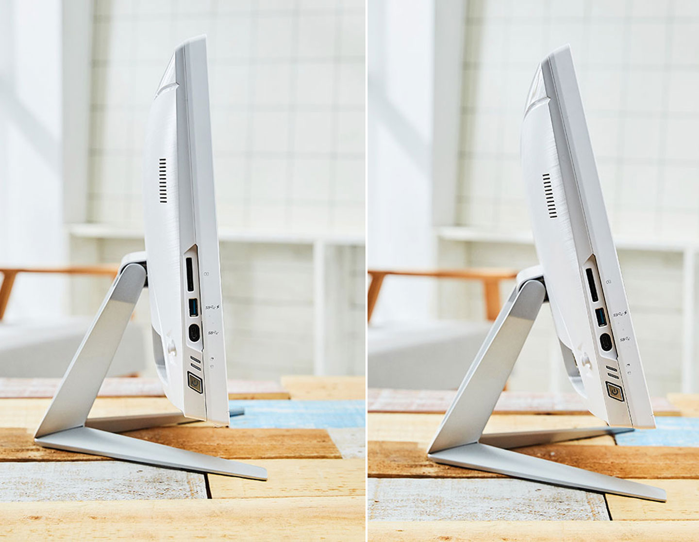 MSI PRO 22XT 的螢幕可提供前後傾角的調整，雖然幅度不大，但卻可以滿足不同身高使用者視角不同的調整需求。