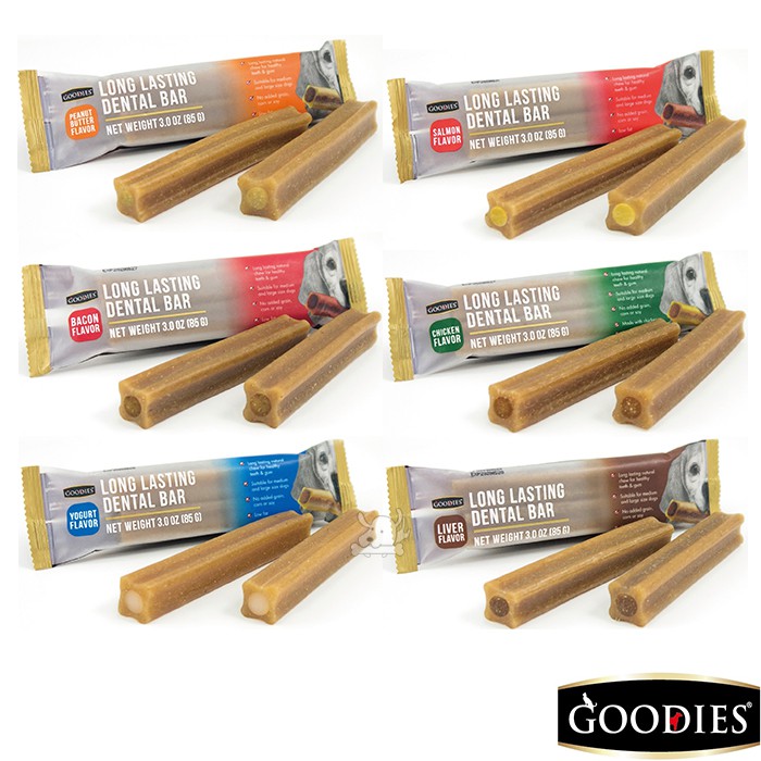 【GOODIES】耐嚼型潔牙棒 2支/包 -花生奶油 / 培根 / 優格 / 鮭魚 / 雞肉 / 雞肝