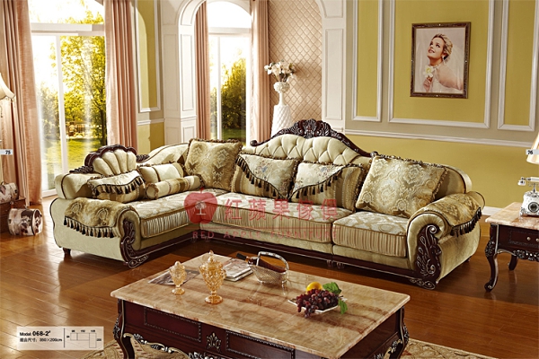 [紅蘋果傢俱] 068 歐式系列 古典 歐式 法式 L型沙發組 布藝 布沙發 椅子 工廠直營