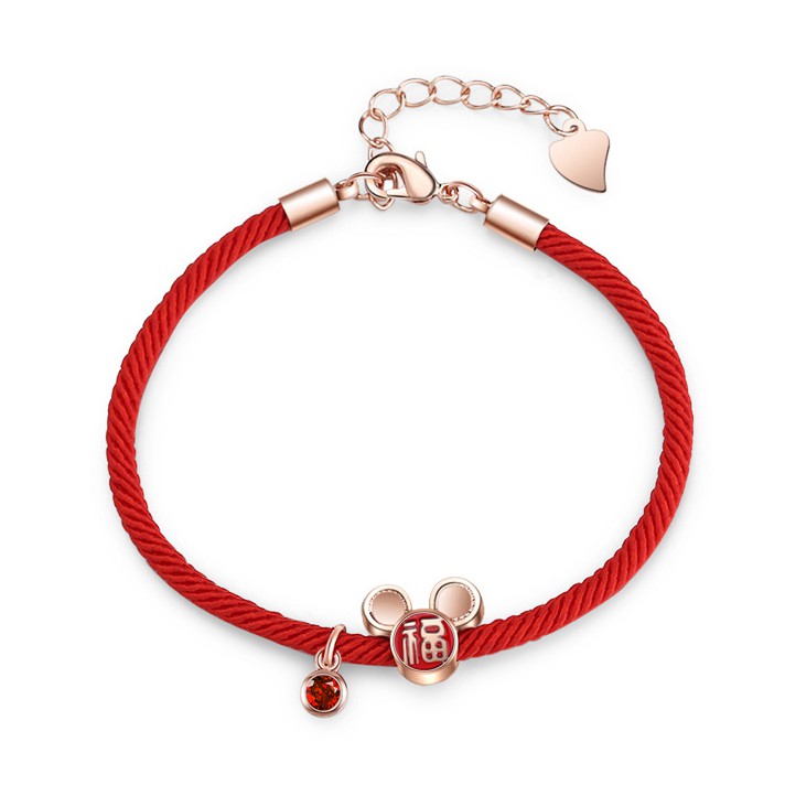 商品名稱：生肖鼠年鑲鑽紅繩手環商品顏色：1.玫瑰金色、2.金色、3.銀色材質：銅鍍銀、鋯石尺寸：老鼠約11mm*9mm、手鍊長度可調鏈長：16.5cm+3.5cm延長鏈包裝：OPP袋保存期限：三年#手