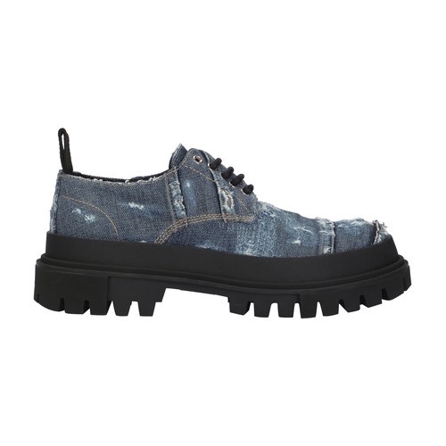 Denim patchwork hi-trekking Derby shoes