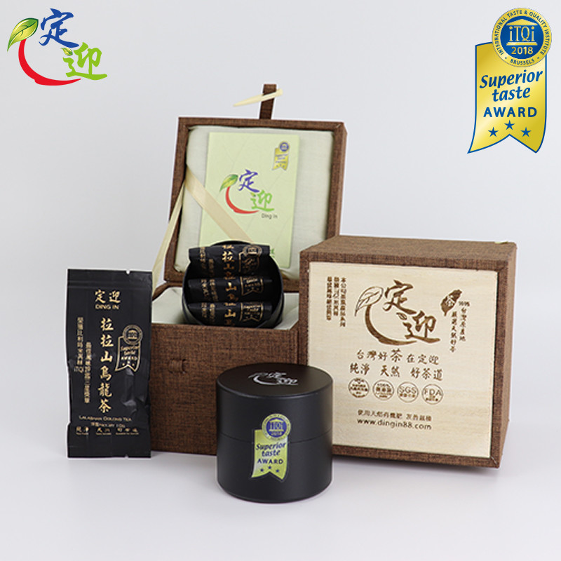 台灣產地一條龍生產！絕無混茶！定迎堅持給您最安心的 健康 茶 牛角扣木盒 鋁合金罐茶禮盒單入裝 拉拉山烏龍茶 規格：10g/3入 鋁罐裝 附牛角扣木盒 拉拉山海拔標高1600公尺位於神木群原始森林環繞