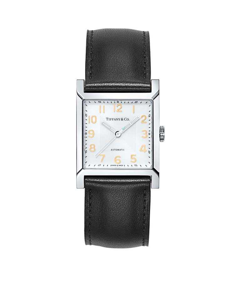 TIFFANY & CO.「Tiffany 1837 Makers系列」方形皮革錶帶腕錶╱99,000元（圖╱TIFFANY & CO.提供）