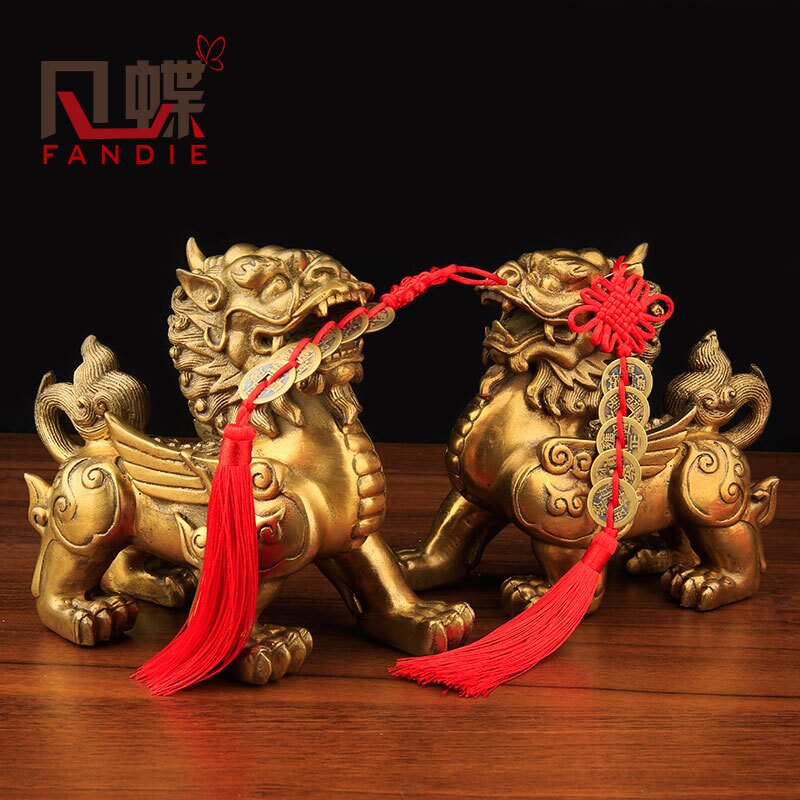 純銅貔貅擺件一對鎮財皮丘風水霸氣家居送五帝錢招財旺財吉祥物
