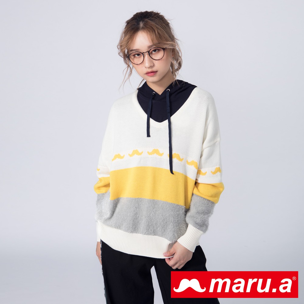 材質：聚酯纖維40% 尼龍40% 亞克力紗15% 羊毛5%‧彈性：有‧內裡：無‧產地：中國 進口素材色塊拼接設計顯瘦V領設計落肩修身剪裁退/換貨規則:1.如要換貨,請退貨重訂。2.若退貨未滿免運金額門