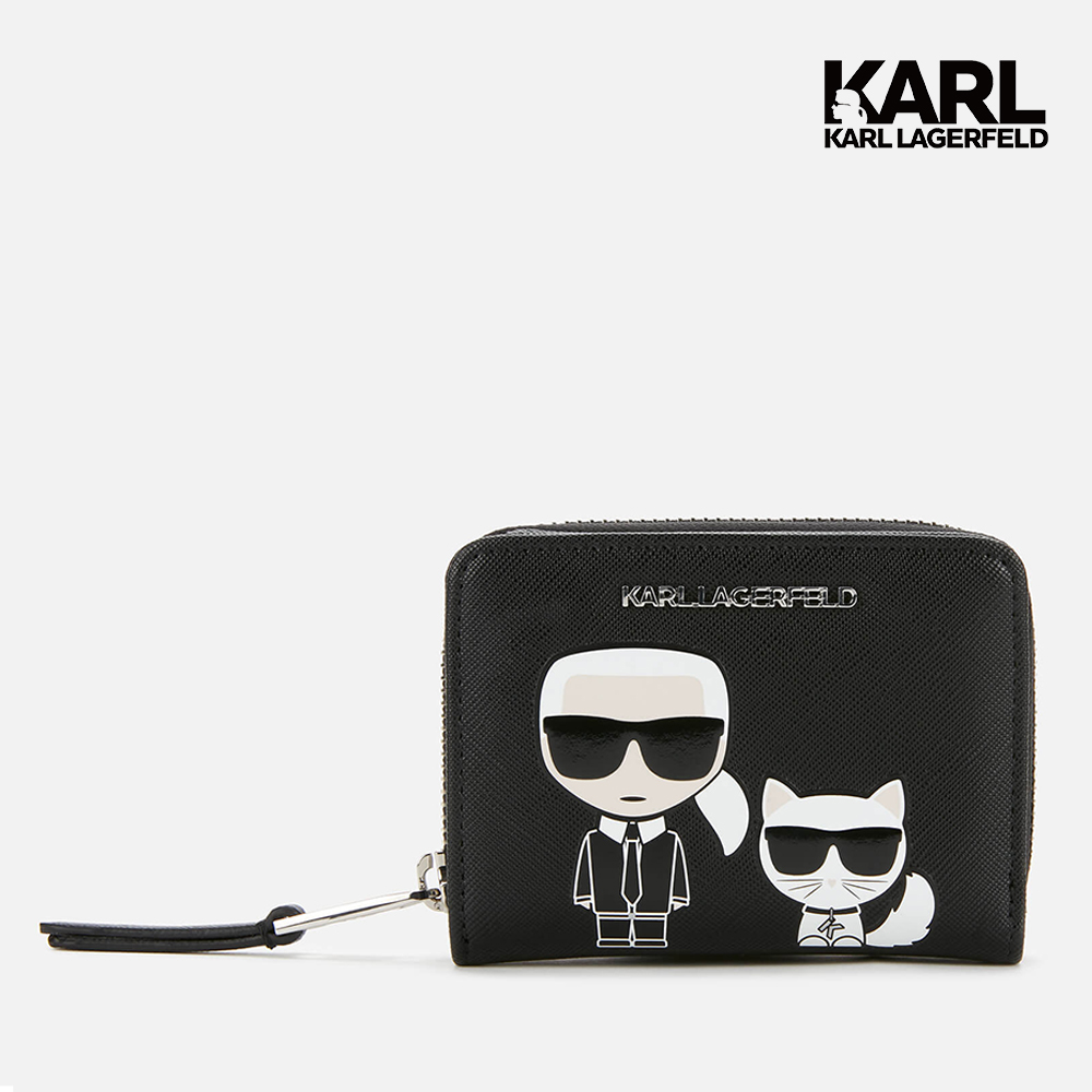 【KARL LAGERFELD】IKONIK&CHOUPETTE拉鍊短夾 (原廠公司貨)