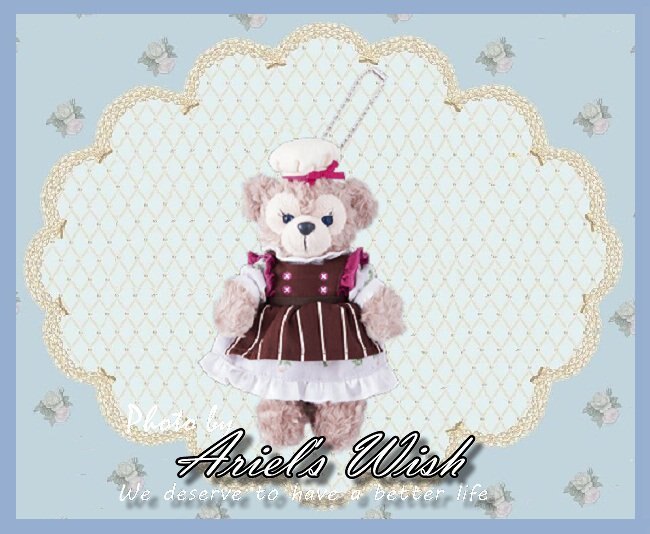 Ariel's Wish日本東京迪士尼Duffy達菲熊雪莉玫情侶情人節法式料理大廚師站姿珠鍊吊飾包包別針掛飾-兩款絕版品