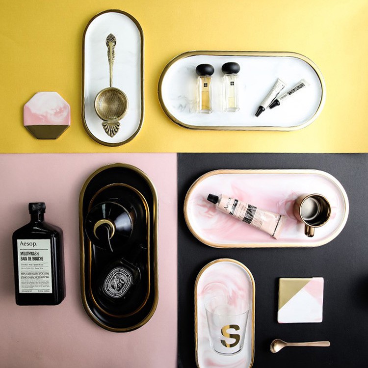 北歐陶瓷大理石紋托盤(大)1入【小三美日】限宅配 空運禁送 D021214