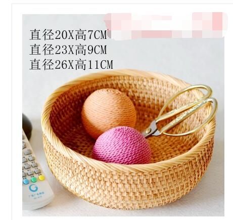 籃子 圓形藤編收納筐水果籃越南精品真藤編收納籃酒店糖果籃手編雞蛋籃 芊惠衣屋