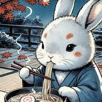 ウサギと秋の紅葉で楽しくね話をしょうね〜