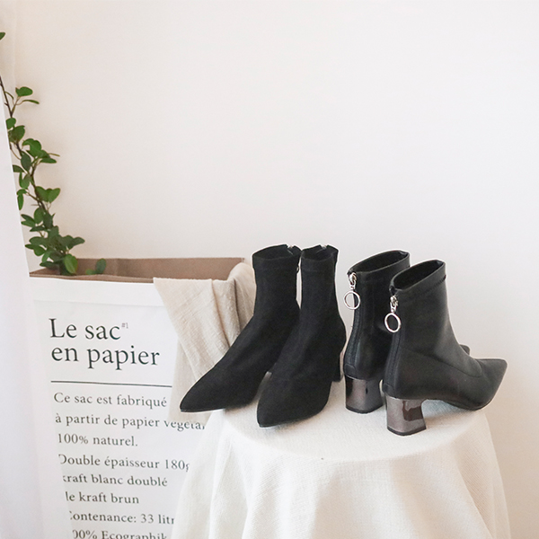 D+AF MIT尖頭後拉鍊金屬跟襪靴 金屬跟 襪靴推薦 襪靴