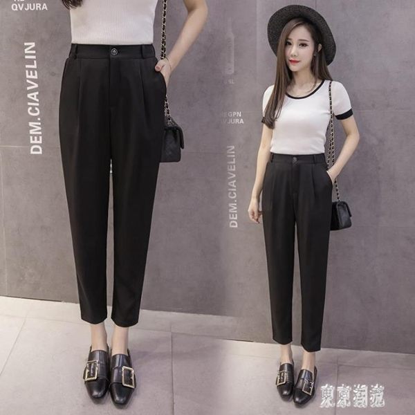 大碼女褲小西褲女胖mm正裝西裝褲子黑色直筒寬鬆九分工作職業裝夏 LJ7185『東京潮流』