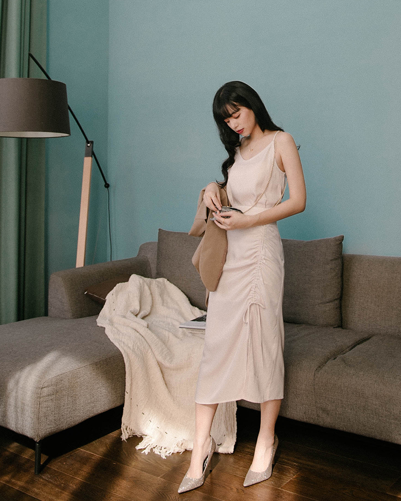 Mercci22+前抽褶設計裙套裝