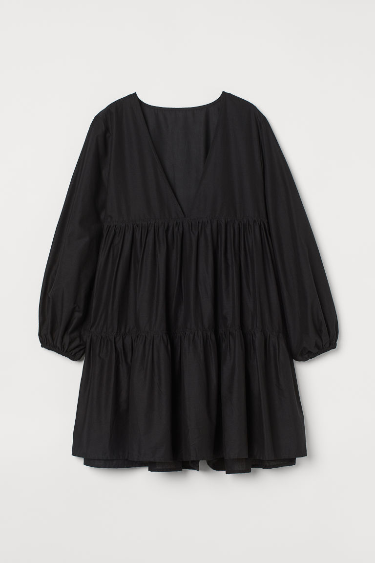 H & M - 府綢棉海灘洋裝 - 黑色